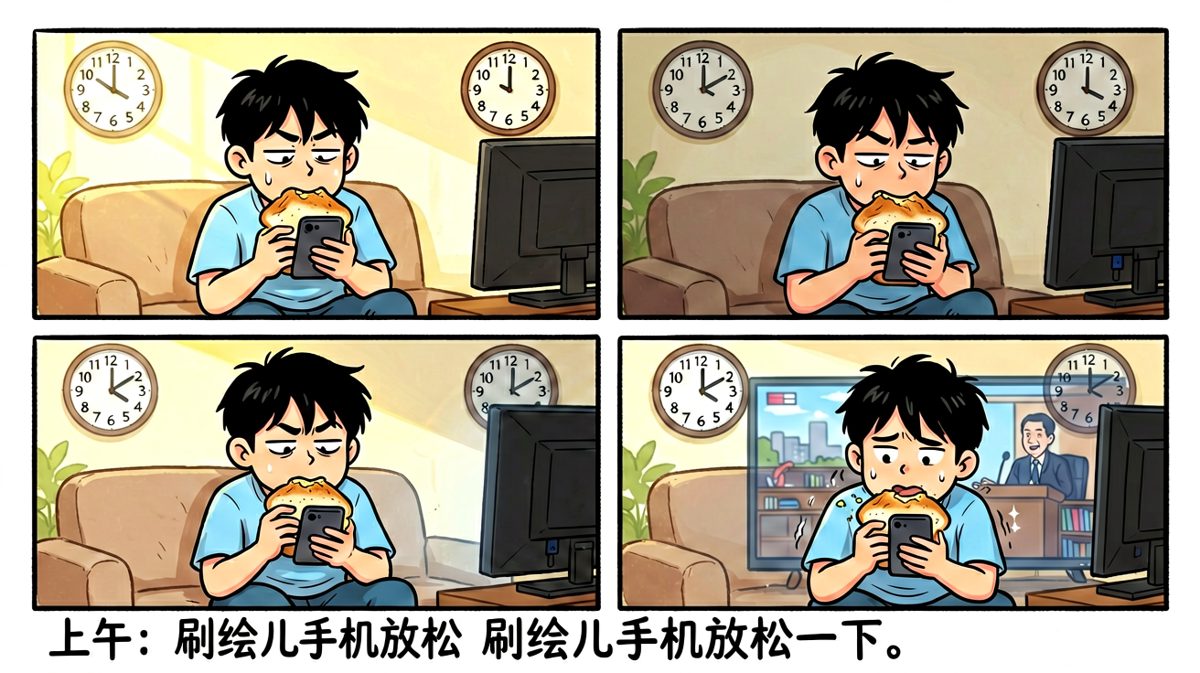 午饭前顺便刷个手机，放松一下。