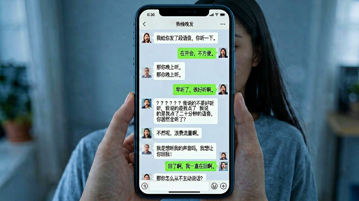 听了二十分钟语音的直男，终于暴露了从不主动的真相