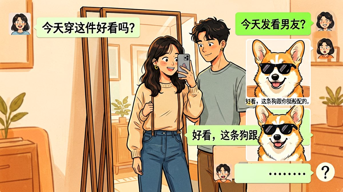 夸衣服变成了夸狗，男友求生欲为零
