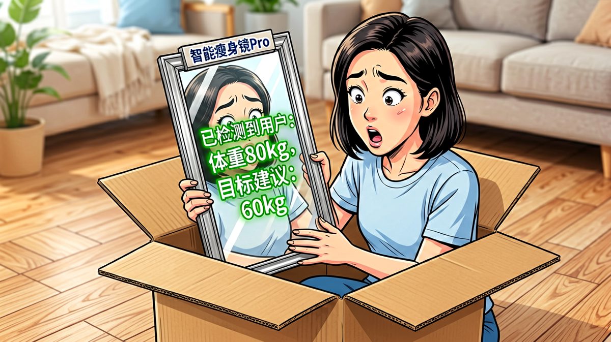 镜子开机后精准报出体重，主角震惊它居然这么智能。