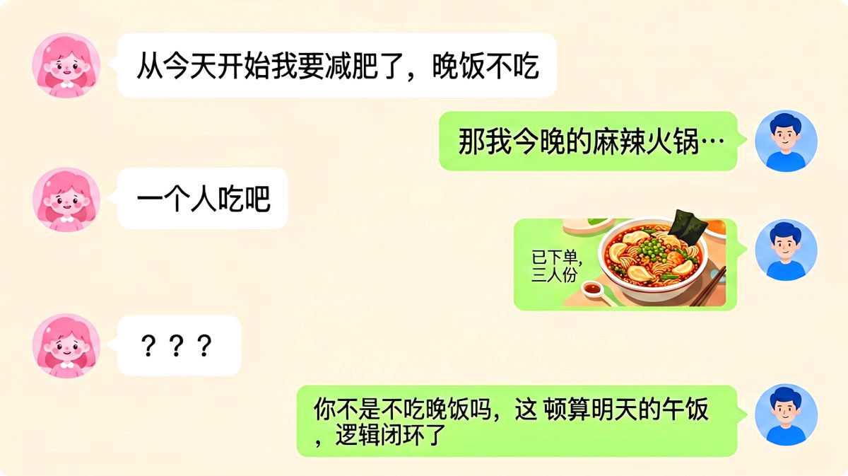 减肥第一天，逻辑直接闭环