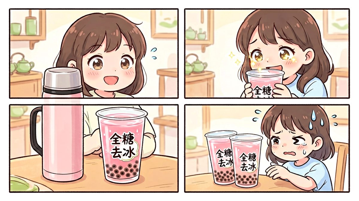 同事：来，请你喝奶茶~