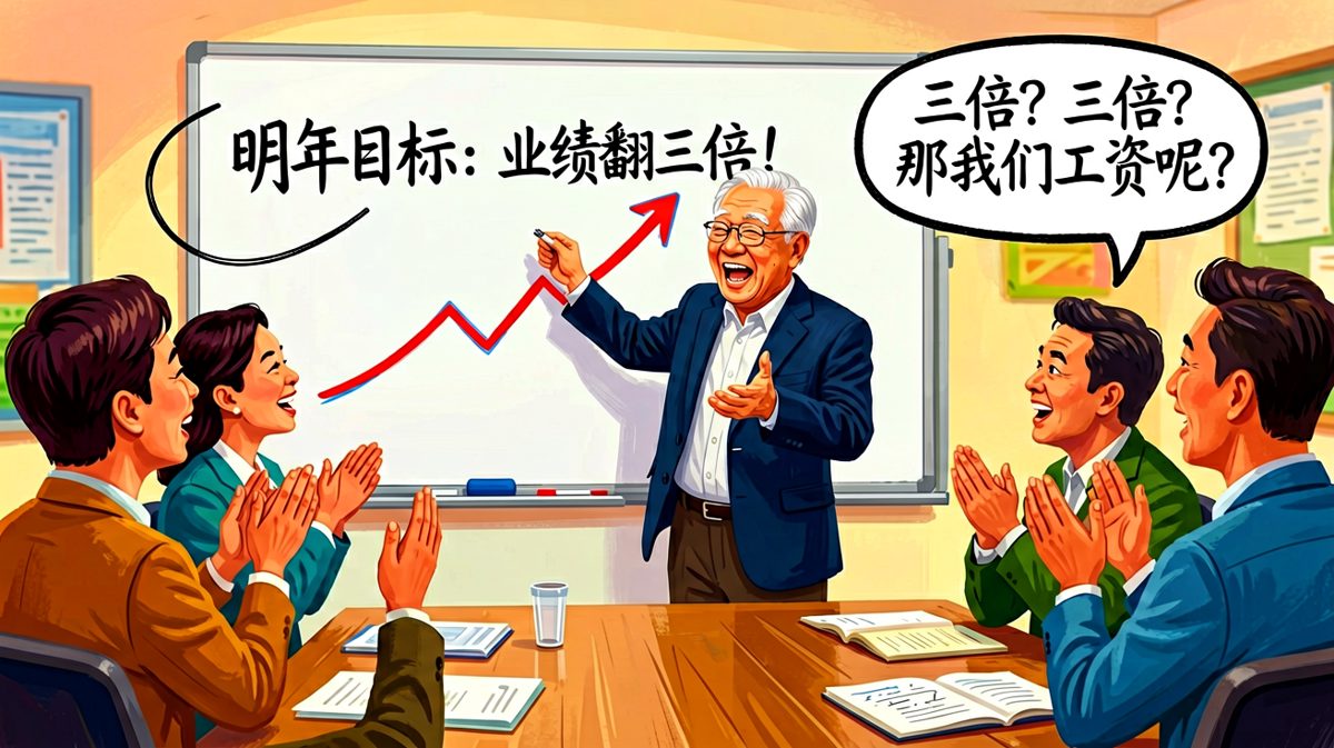 老板：明年业绩翻三倍！员工：那工资呢？老板：翻了！