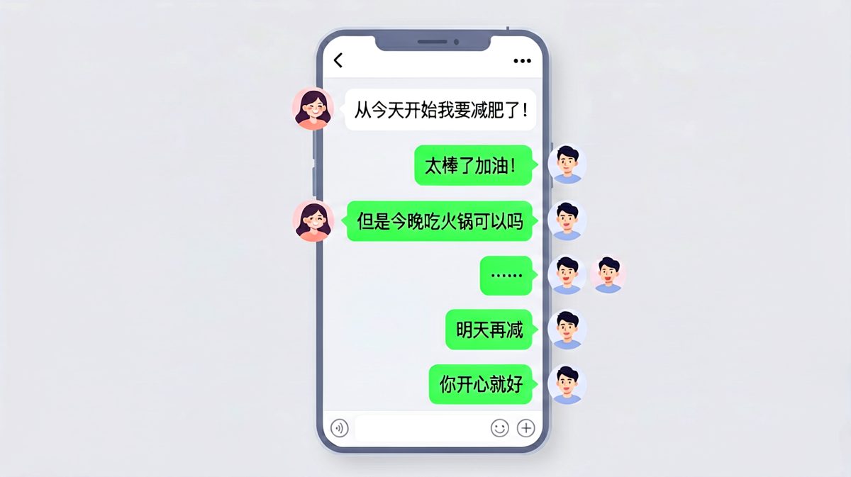 女生喊着减肥却秒约火锅，男生的无语是最好的吐槽