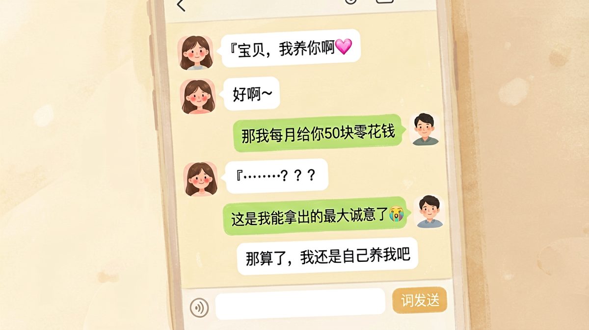 男生豪言养你，结果掏出50块零花钱，女生当场社死。