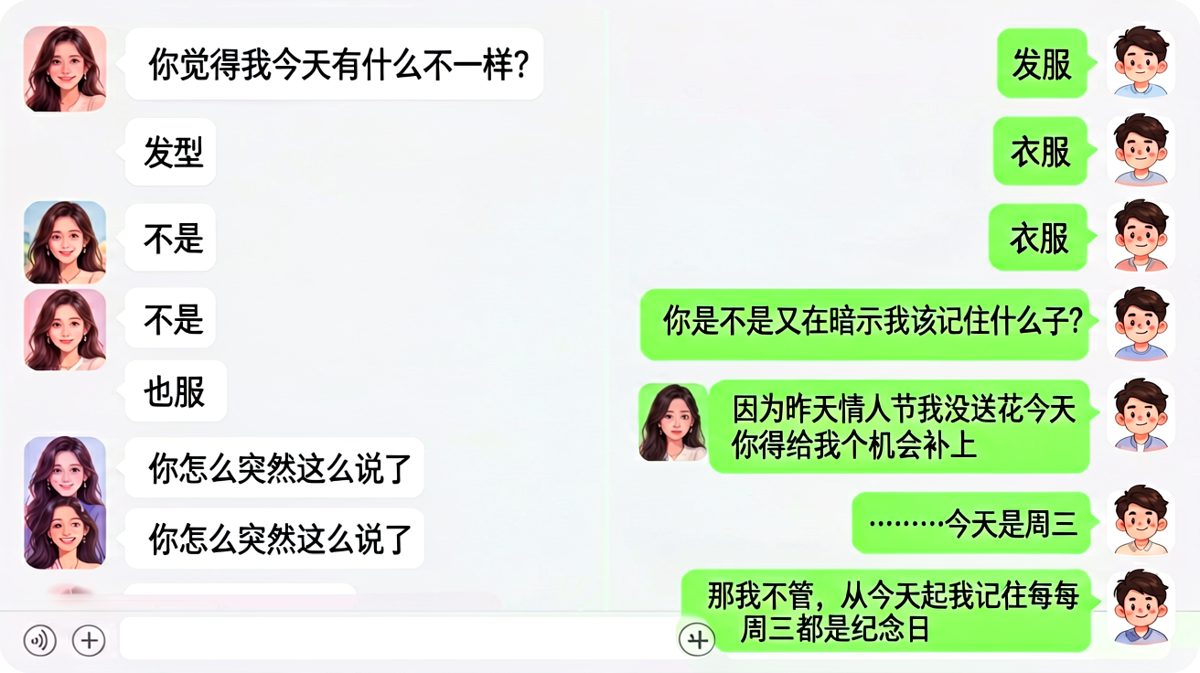 男生把周三强行升级为纪念日，求生欲拉满但逻辑感人
