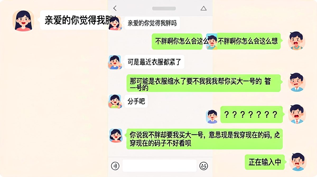回答'我胖吗'的终极送命题，逻辑闭环无解