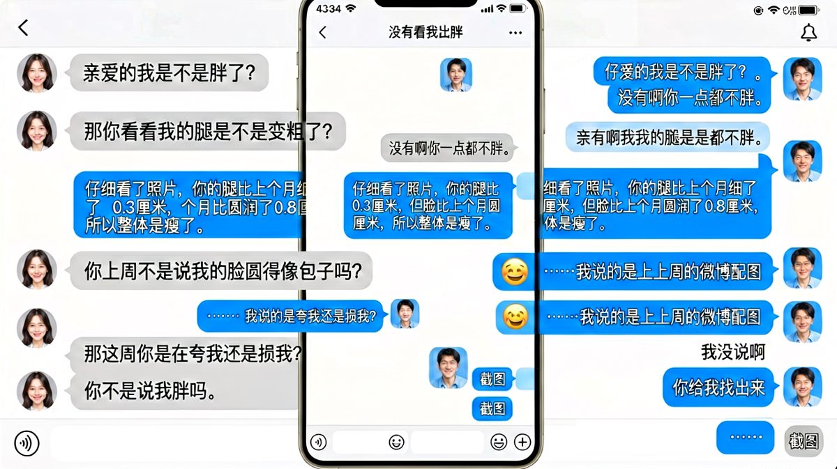 「我是不是胖了」经典送命题，越描越黑的翻车现场