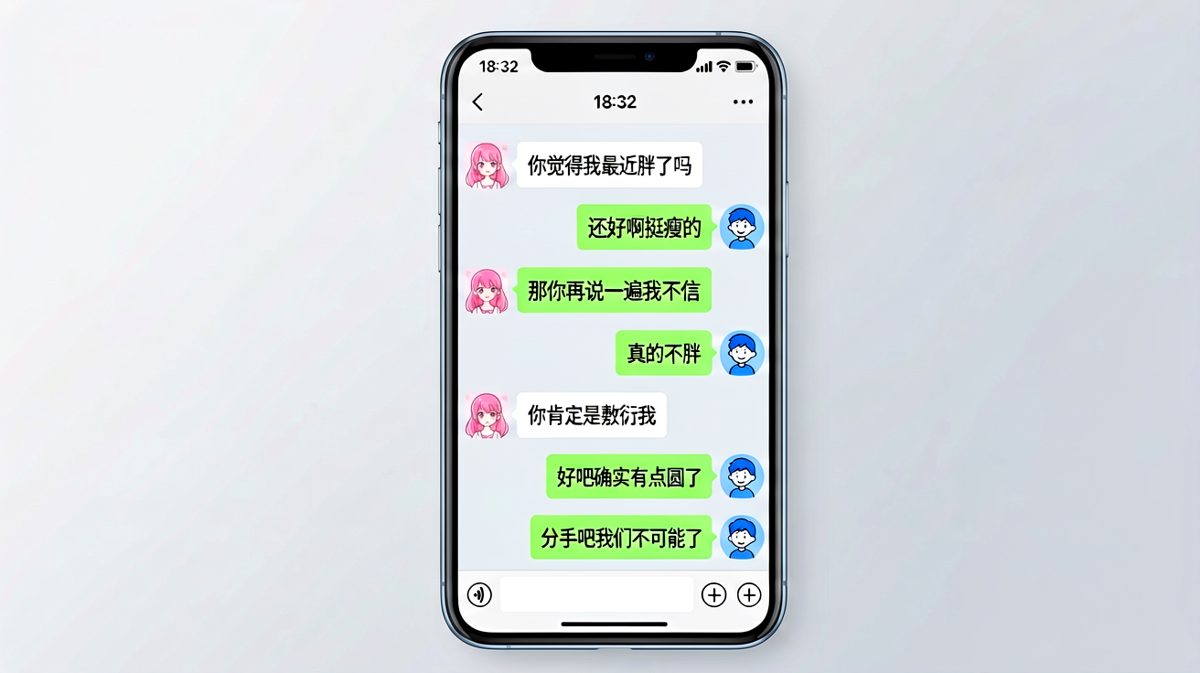 男生回答完'还行'之后，女生追加了一句'那我再问你一遍'，答案永远不对。