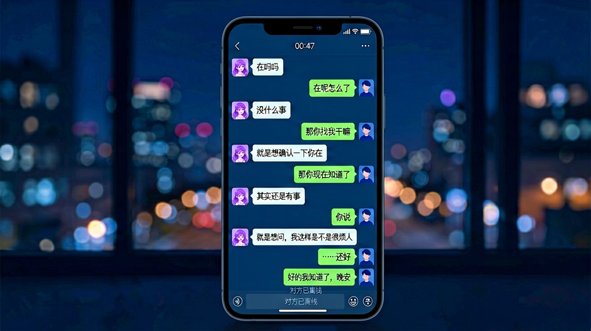 深夜聊天最怕的不是没话找话，而是明明有事却用'没事'开头。