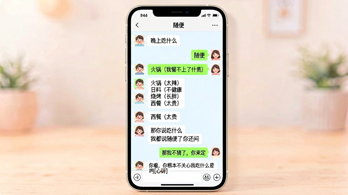 '随便'是情侣间最危险的词，每一步都是陷阱