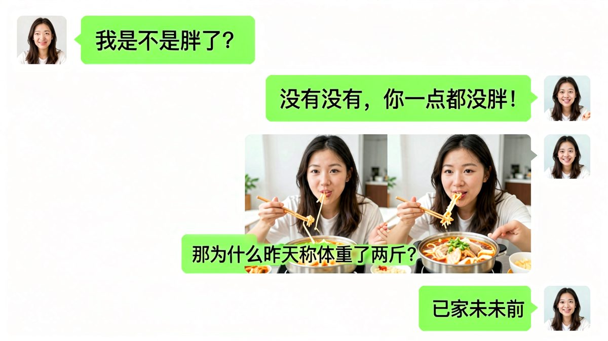 '你没胖' vs 火锅自拍，直男的保命题变成了送命题。