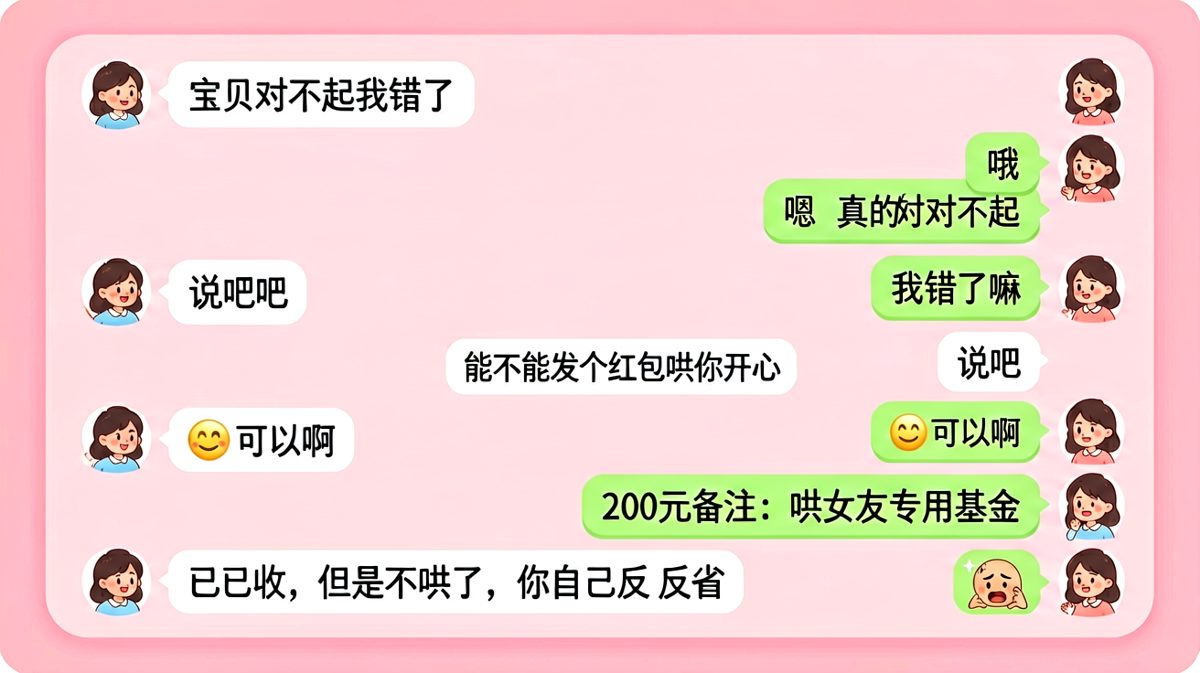 男生试图用钱解决问题却被反向收割，最终只能下跪反省的卑微日常。