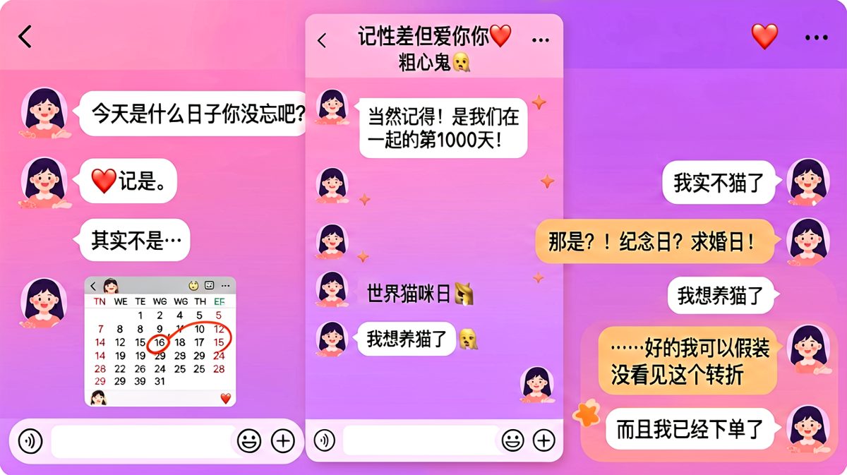 精心准备的纪念日来不及说出口，因为她在等一只猫