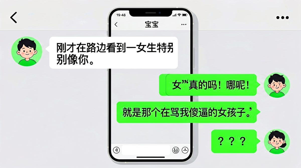 男生神转折：看到像你的人，结果是她在骂我