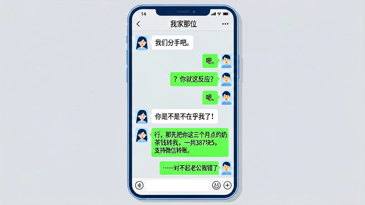 女生提分手，男生反手要奶茶钱，冷静到离谱