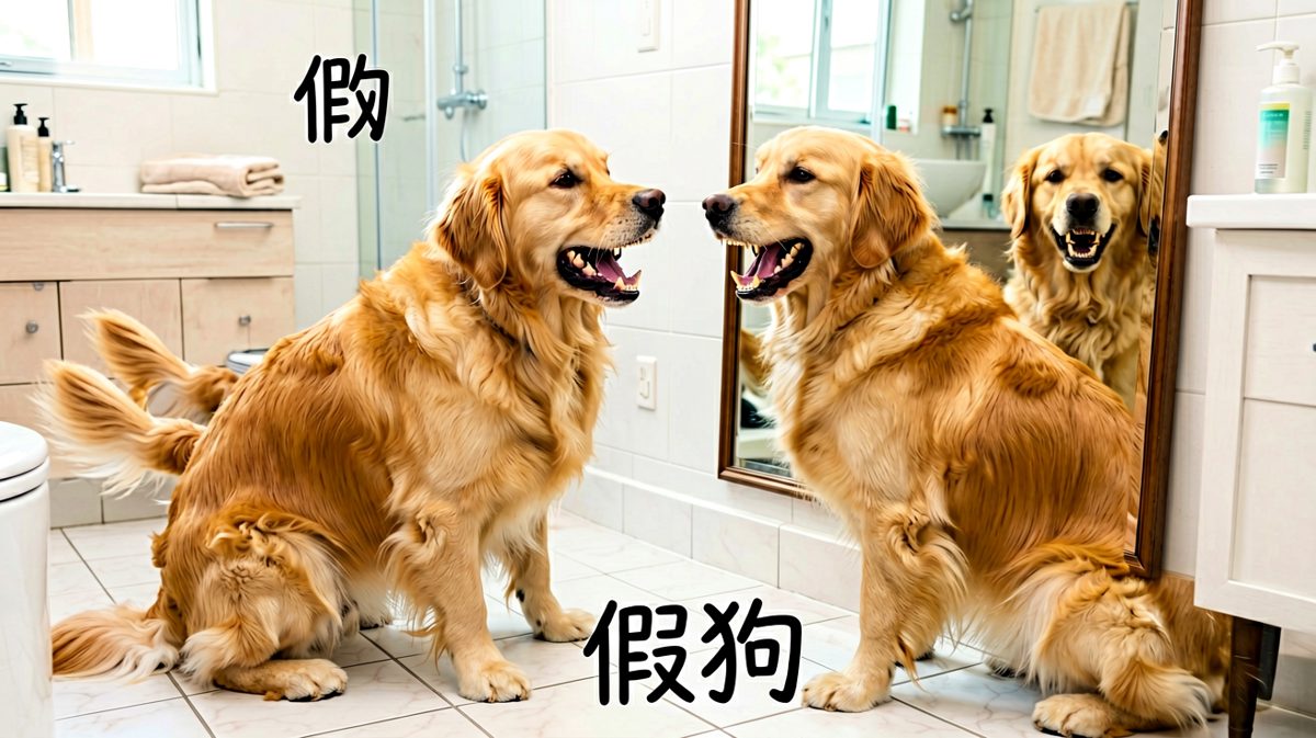 狗：这厮学我学得还挺像，不行，我得再凶一点压住它！