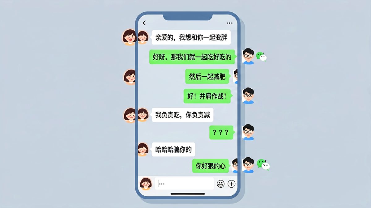 女生说要一起变胖，男生以为要并肩作战，结果被安排得明明白白
