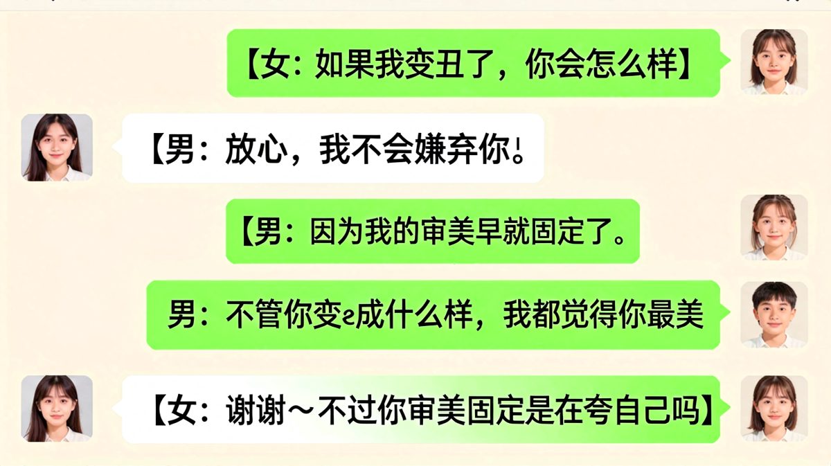 男友深情表白，却不小心承认自己审美固定——也就是只会喜欢她