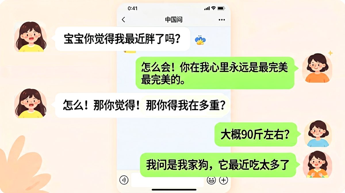 女生问胖不胖，结果问的是狗