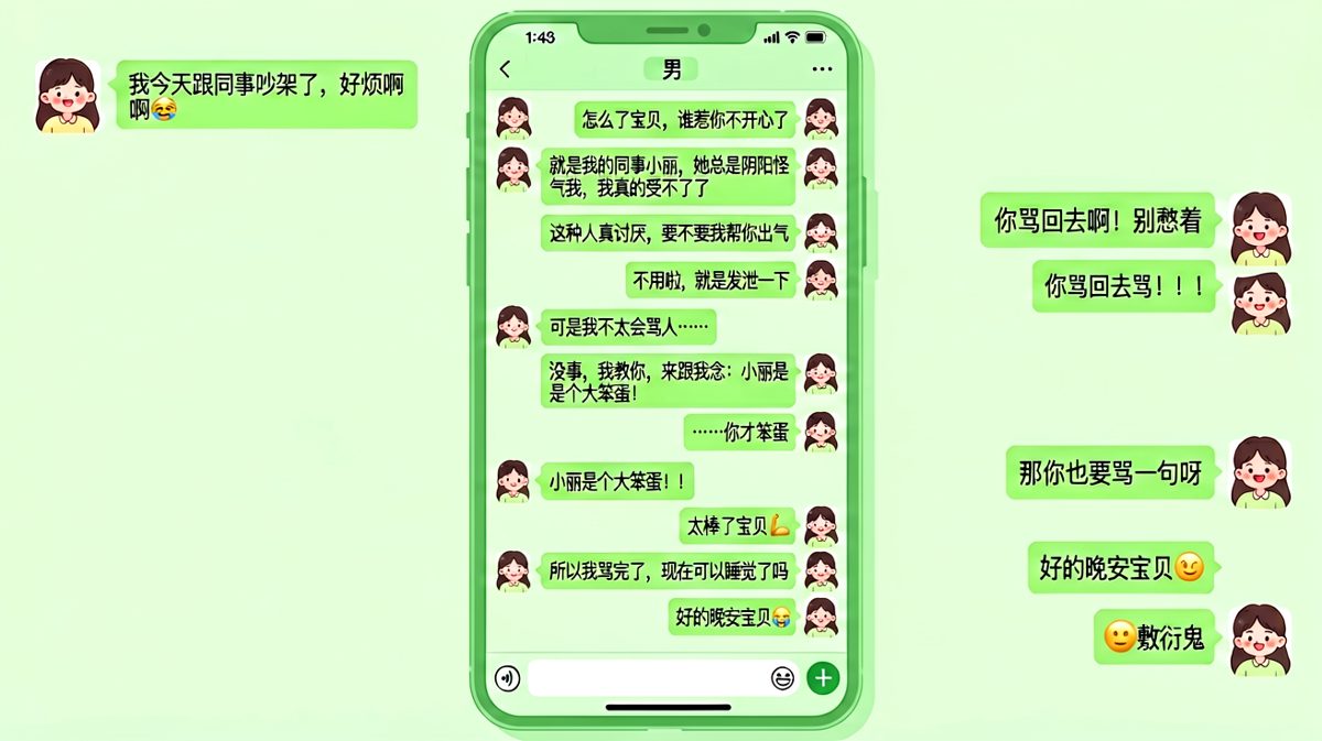 教女友骂人这事儿，男生的操作让人哭笑不得
