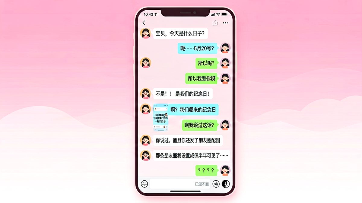 男生把纪念日设置为仅半年可见，女生当场破防。