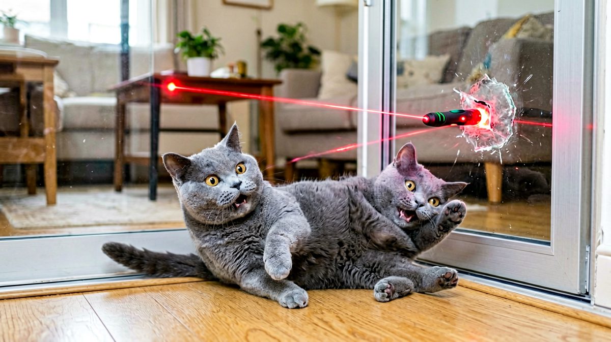 猫：红点去哪了？哦，原来墙会吃人。