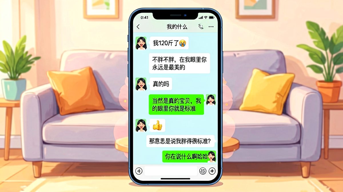 女生问体重怕被吐槽，男生机智回答却被女生反向调侃的搞笑聊天。