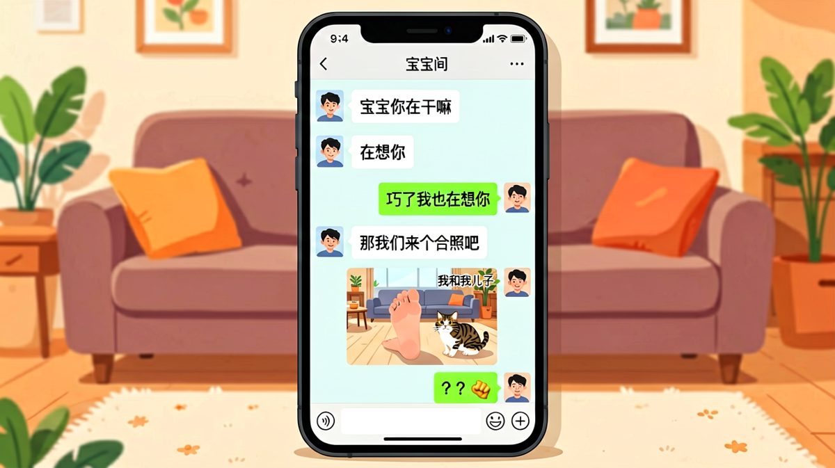 聊得正甜时男生发来一张'父子合照'让女生崩溃