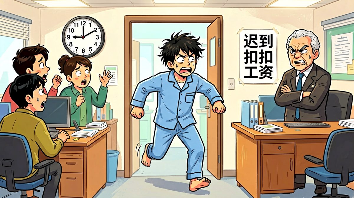 慌慌张张冲进公司，却发现所有同事都盯着自己。