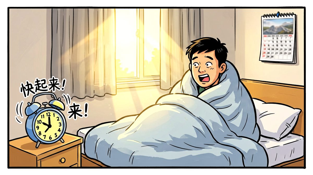 闹钟响了，打工人选择继续睡。
