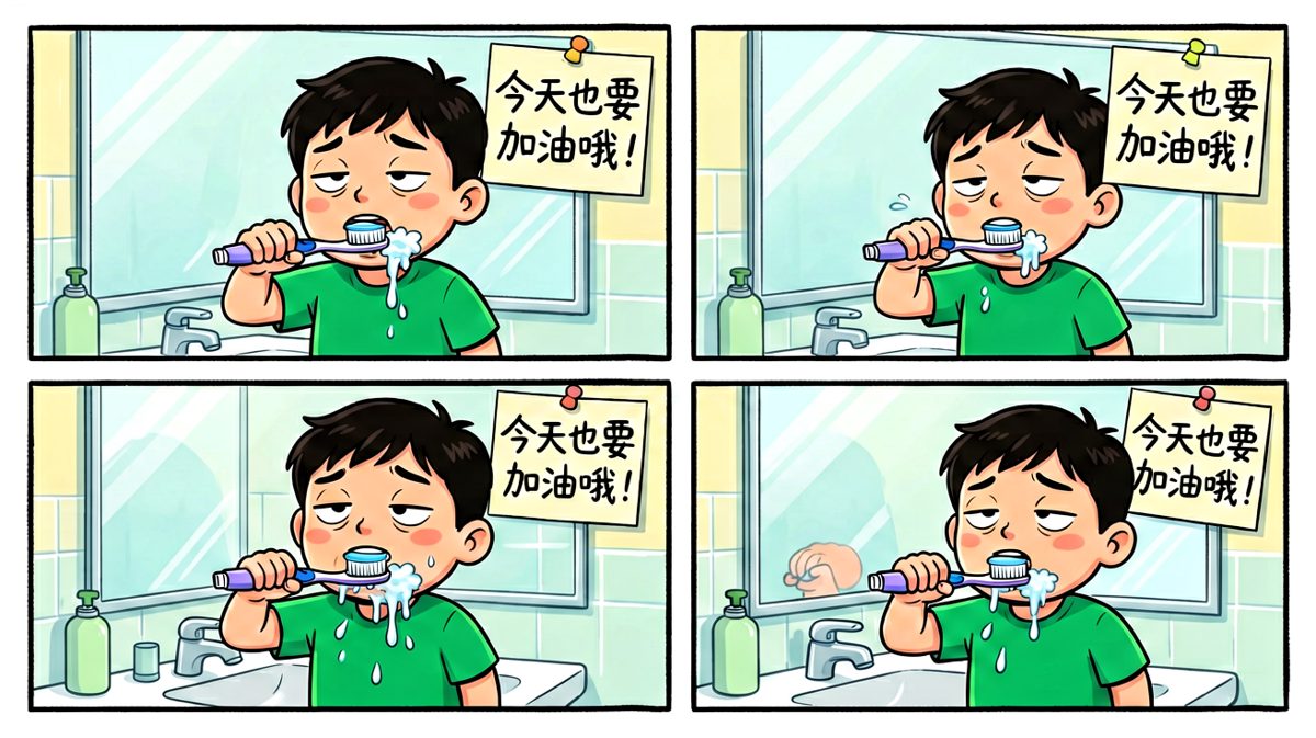 灵魂还在床上，身体已经在刷牙了
