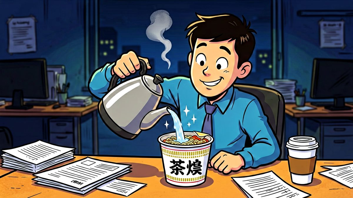 热水倒入泡面的那一刻，幸福开始了。