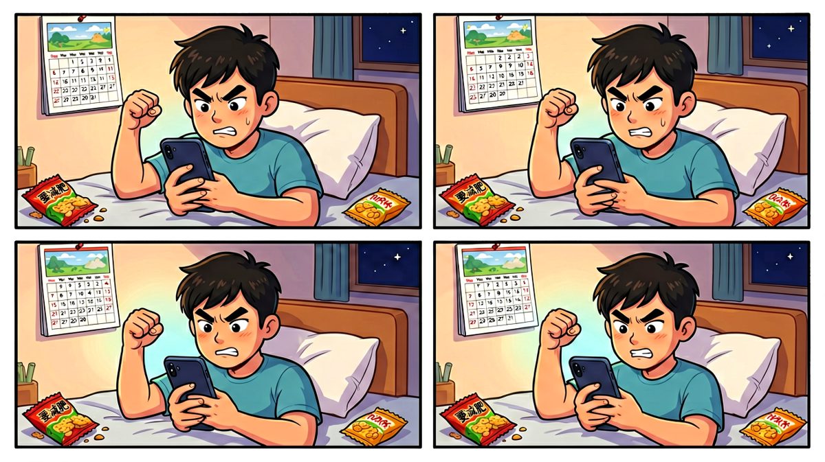 夜深人静，立下减肥豪言