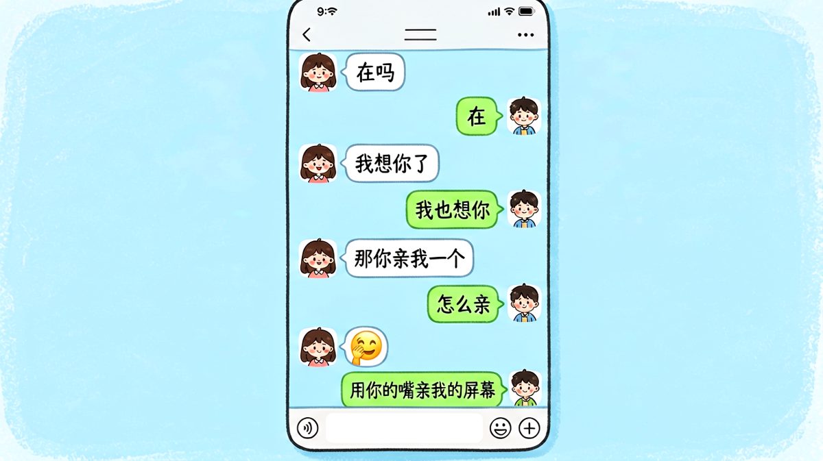 女生反套路男生的甜蜜一击：让直男用嘴亲屏幕。