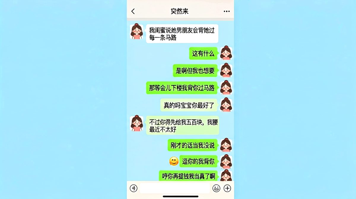 土味情话的反向操作：先要钱再表白，套路满分。