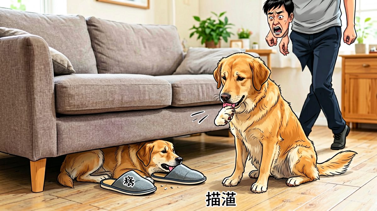 狗：不是我干的，是风把拖鞋带走的