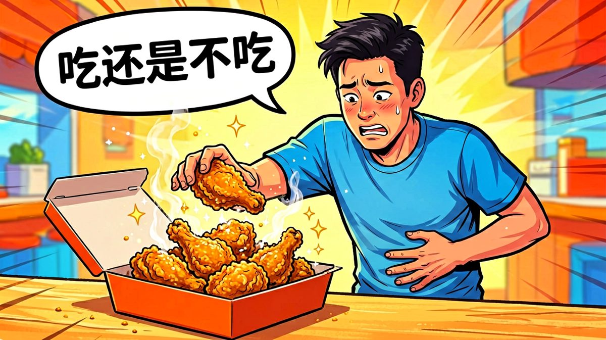 理智与欲望的终极对决，炸鸡的香味正在瓦解意志力。
