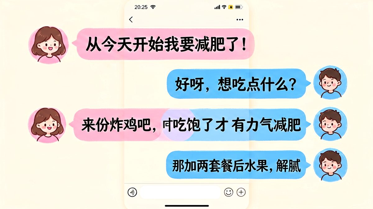 减肥第一天就破功的炸鸡对话