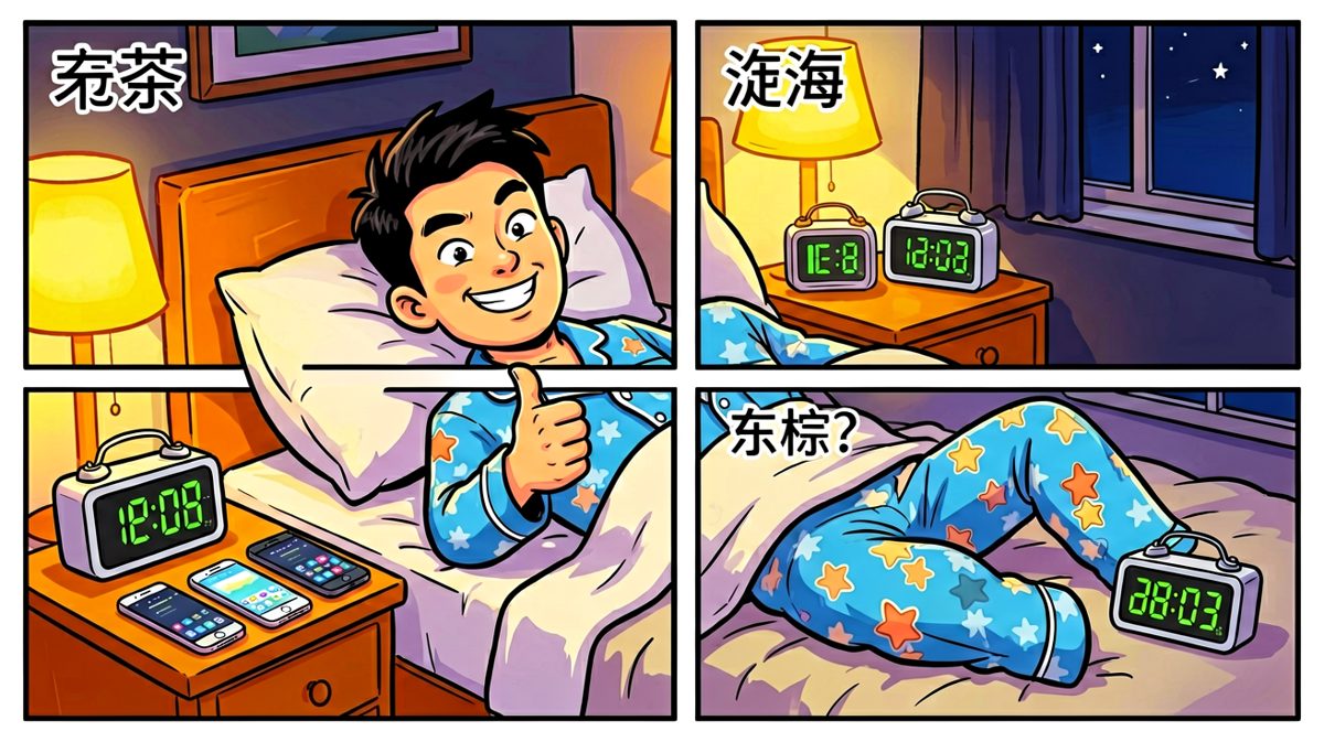 睡前信心满满地设好四个闹钟，发誓明天一定早起！