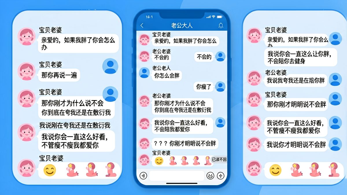 送命题现场：女生问胖不胖，男生求生欲拉满却步步踩雷，最终只能磕头求原谅