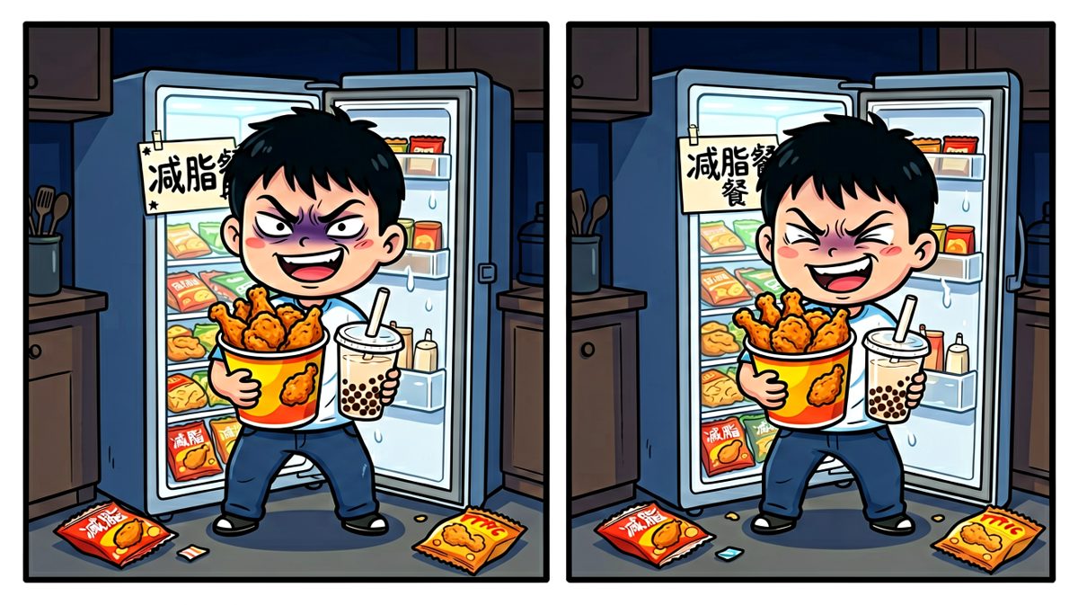 深夜的冰箱，成了小明减肥路上的最大陷阱。