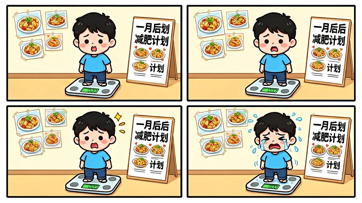 一周后上秤，小明的心彻底碎了。