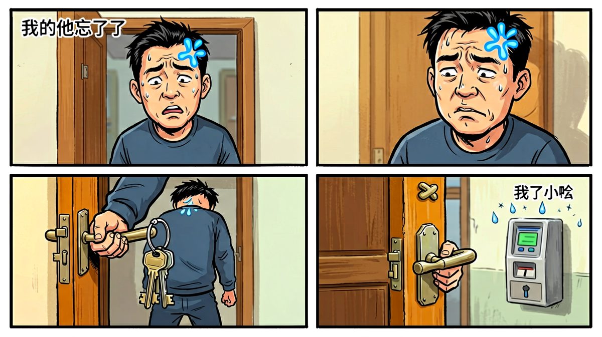 钥匙……居然忘带了。