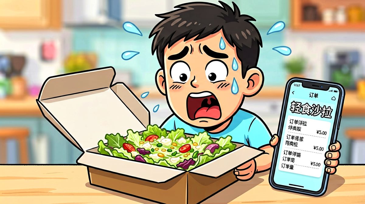 打开才发现点的是轻食沙拉，当场崩溃