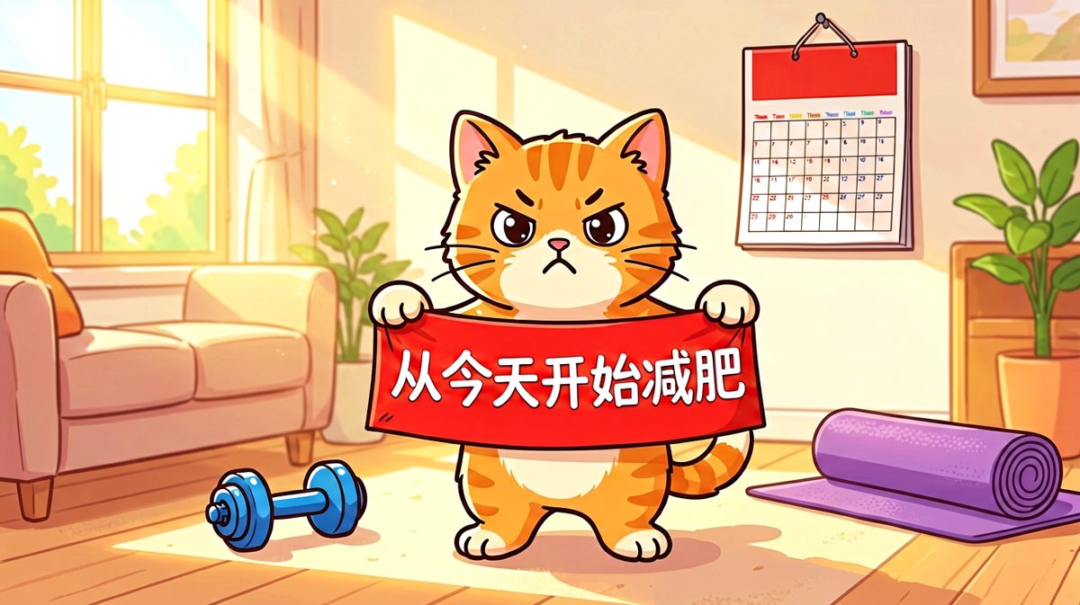 小猫信誓旦旦立下减肥誓言，全场最坚定的崽