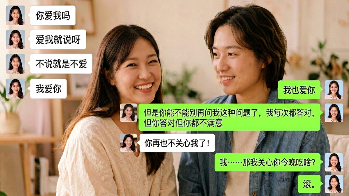 深情三问之后，男朋友的求生欲终于崩了。