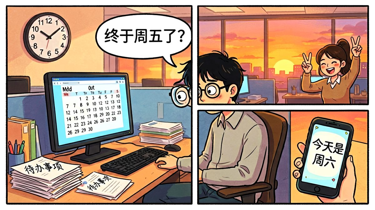 努力了一整天，结果今天是周六。