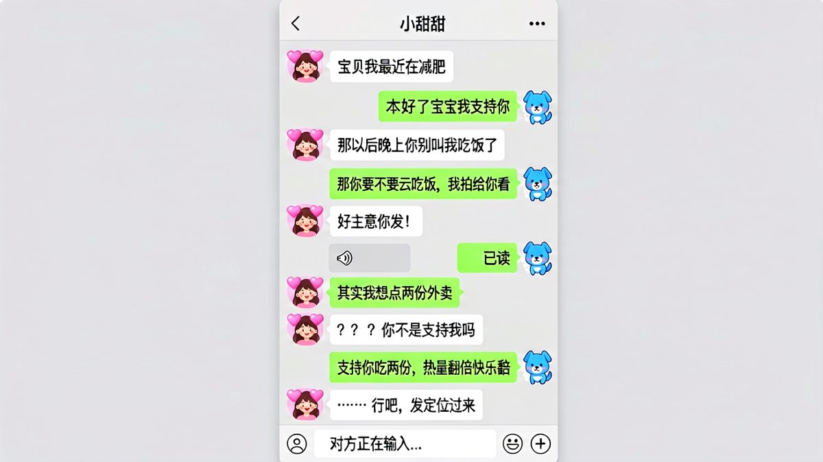 减肥话题的完美反转：男生用双倍热量表达双倍爱