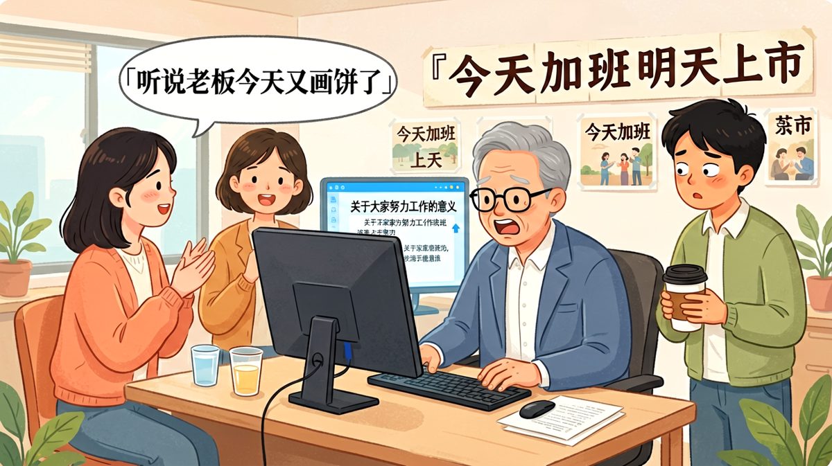 老板激情画饼，同事一脸懵圈